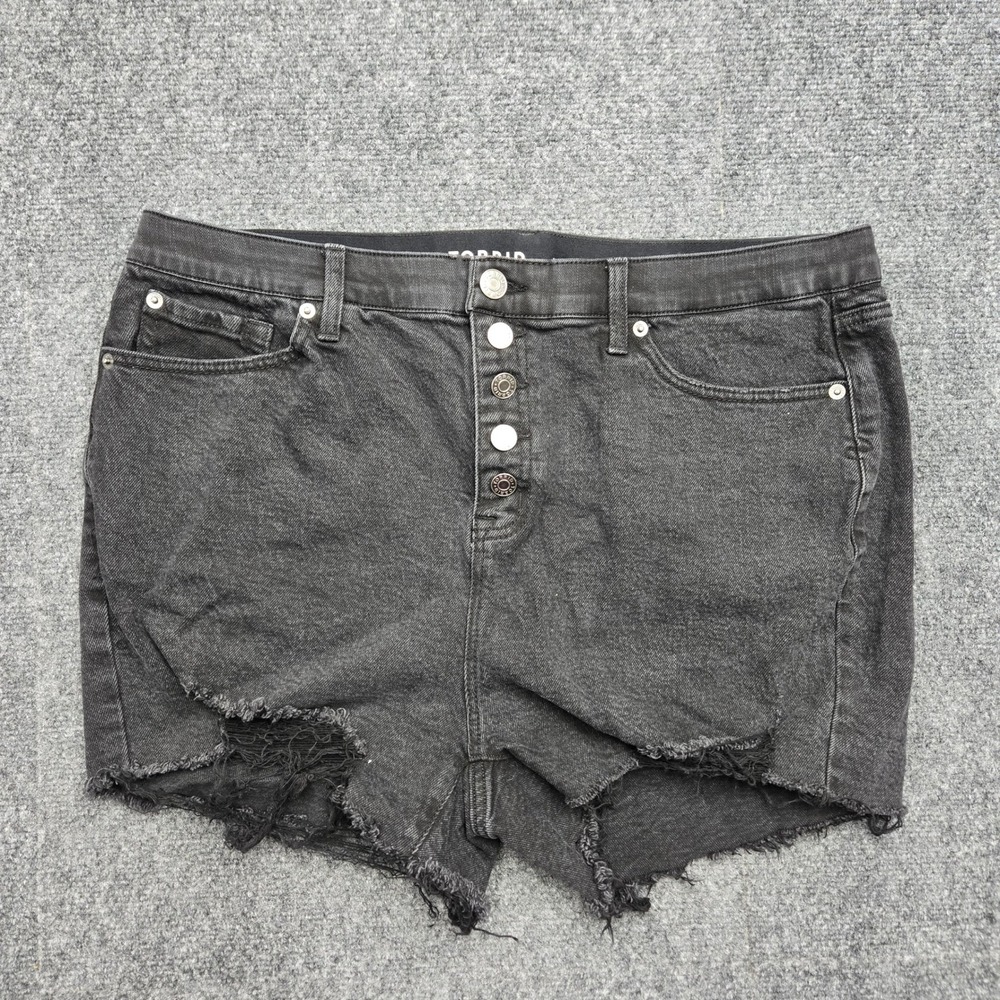 Torrid High-Rise Short Short Denim Distressed Button Fly Womens Size 16 W37